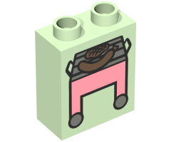 Duplo, Brick 1 x 2 x 2 with Pink Grill and Hot Dog Pattern