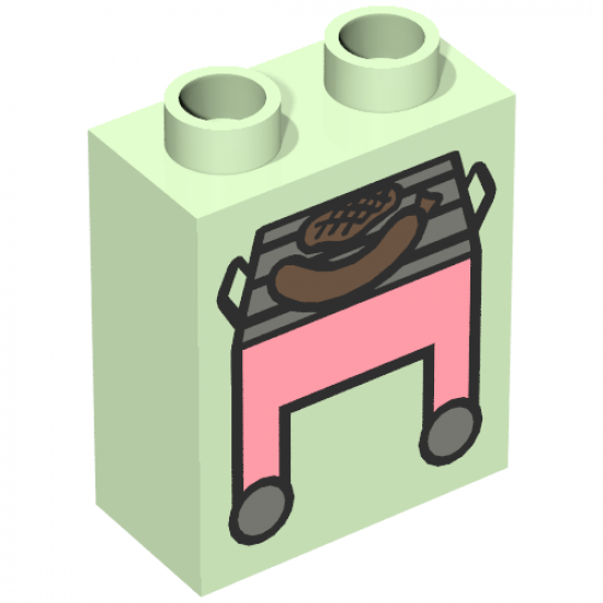 Duplo, Brick 1 x 2 x 2 with Pink Grill and Hot Dog Pattern