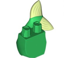 Tail, Mermaid Curved with Yellowish Green Fluke Pattern