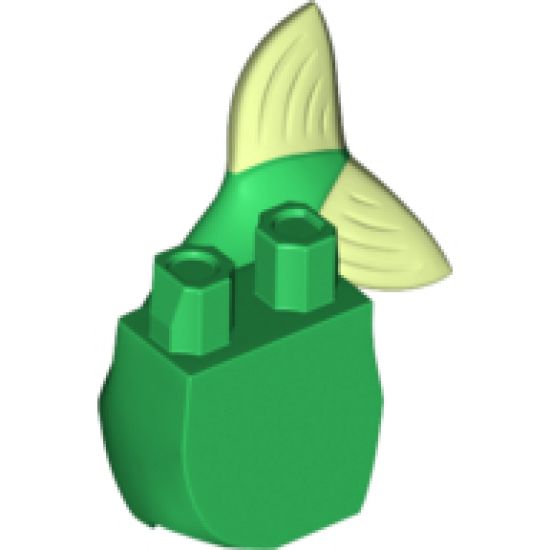 Tail, Mermaid Curved with Yellowish Green Fluke Pattern