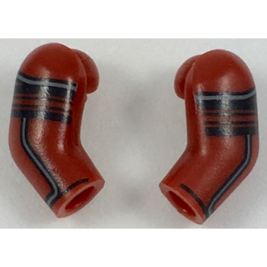 Arm, (Matching Left and Right) Pair with Black and Dark Bluish Gray Stripes Pattern