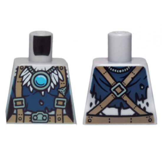Torso Feathers, Dark Blue Shirt, Dark Tan Belt and Suspenders and Blue Round Jewel (Chi) Pattern