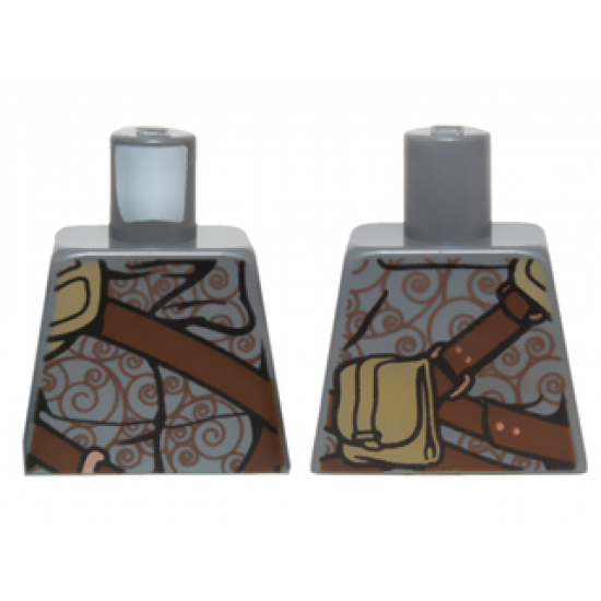 Torso SW Shirt with Spirals, Reddish Brown Straps and Large Dark Tan Pouch Pattern
