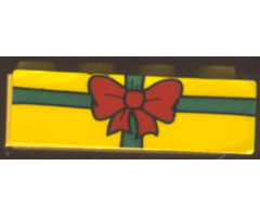 Brick 2 x 4 with Present / Gift with Red Bow Pattern (Sticker) - Set 4165