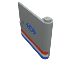 Door 1 x 5 x 4 Right with Red/White/Blue Stripe and Train Logo Pattern