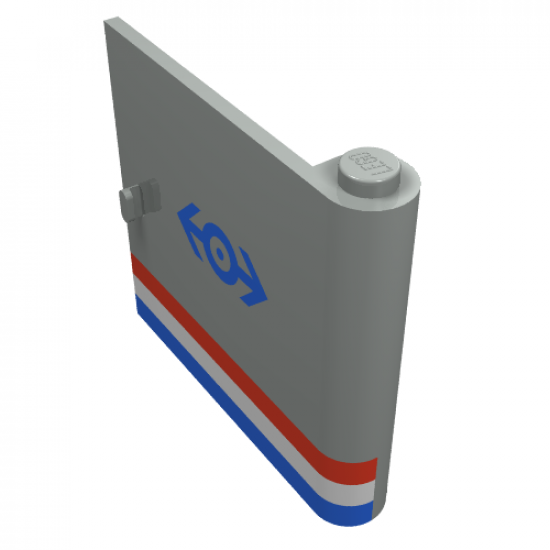 Door 1 x 5 x 4 Right with Red/White/Blue Stripe and Train Logo Pattern