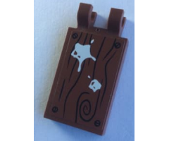 Tile, Modified 2 x 3 with 2 Clips with White Paint Splotches on Wood Grain Background Pattern Model Left Side (Sticker) - Set 70813