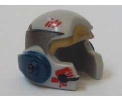 Minifigure, Headgear Helmet SW Rebel with Dark Tan, Silver and Dark Blue A-wing Pilot Pattern