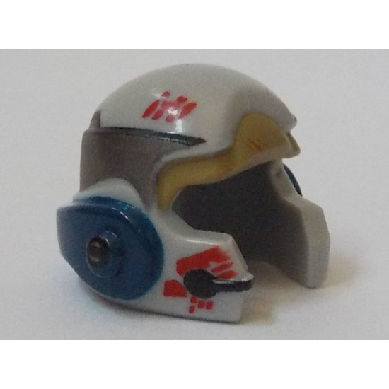 Minifigure, Headgear Helmet SW Rebel with Dark Tan, Silver and Dark Blue A-wing Pilot Pattern