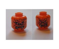 Minifigure, Head Dual Sided Alien Snake with Black Wavy Lines, 2 Red Eyes and 2 White Fangs, Neutral / Red Pointed Tongue Out Pattern - Hollow Stud
