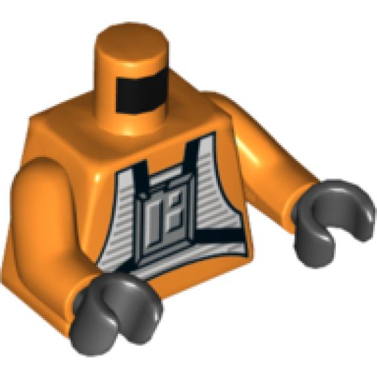 Torso SW Rebel Pilot with '20 YEARS LEGO STAR WARS' on Back Pattern / Orange Arms / Black Hands