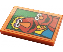 Tile 2 x 3 with Elmo and Louie on Green Background Pattern (Sticker) - Set 21324