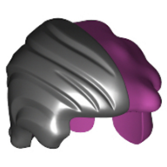 Minifigure, Hair Messy Left Side with Black Swept Back Right Side Pattern (Two Face)