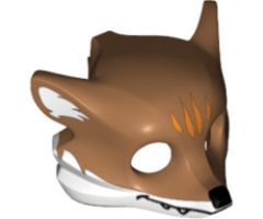 Minifigure, Headgear Mask Fox with White Fur and Orange Markings Pattern