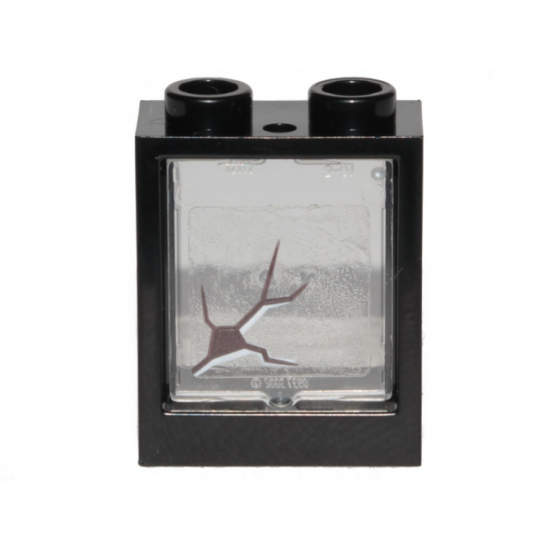 Window 1 x 2 x 2 Flat Front with Trans-Clear Glass with Black Scratch Pattern 1 (Sticker) - Set 70419