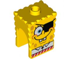 Minifigure, Head, Modified SpongeBob SquarePants with Eyepatch Pattern