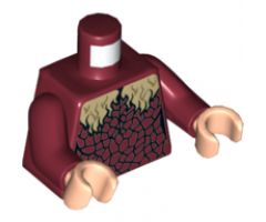 Torso Female Tan Fur Collar and Black Pebbling Pattern / Dark Red Arms / Light Nougat Hands