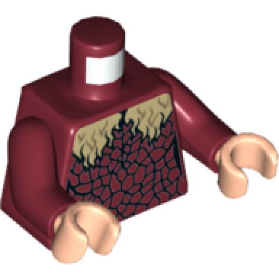 Torso Female Tan Fur Collar and Black Pebbling Pattern / Dark Red Arms / Light Nougat Hands