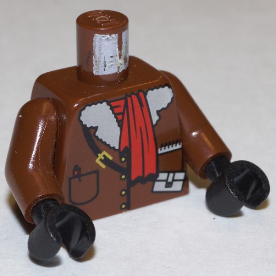 Torso Adventurers Orient Leather Jacket and Red Scarf Pattern / Brown Arms / Black Hands