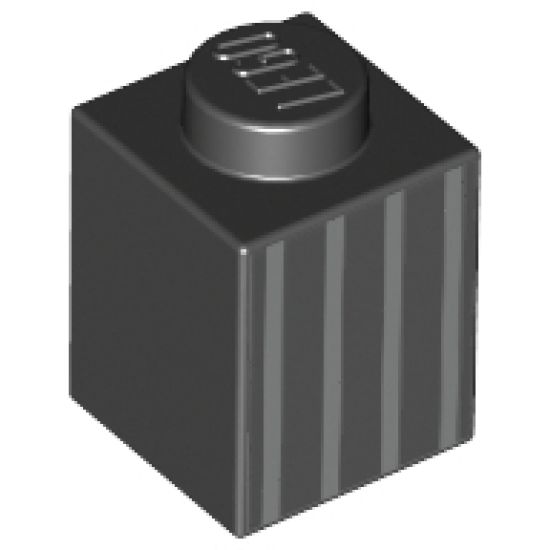 Brick 1 x 1 with Vertical Silver Stripes Pattern