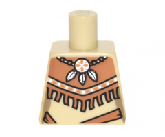 Torso Female Outline Tribal Dress with Fringe and Necklace with 3 Feathers Pattern