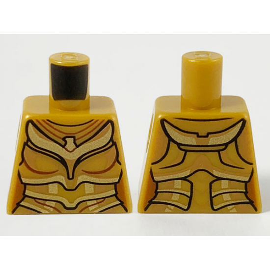 Torso Female Plate Armor, Gold Eagle and Trim with Black and Reddish Brown Contour Lines Pattern
