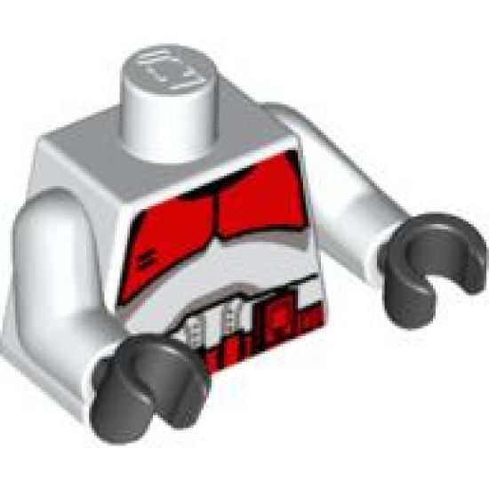 Torso SW Armor Clone Trooper with Red Mark 'Shock Trooper' Pattern / White Arms / Black Hands