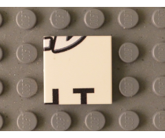 Tile 2 x 2 with Black 'LD' Lower Half and Partial 'HT' Pattern
