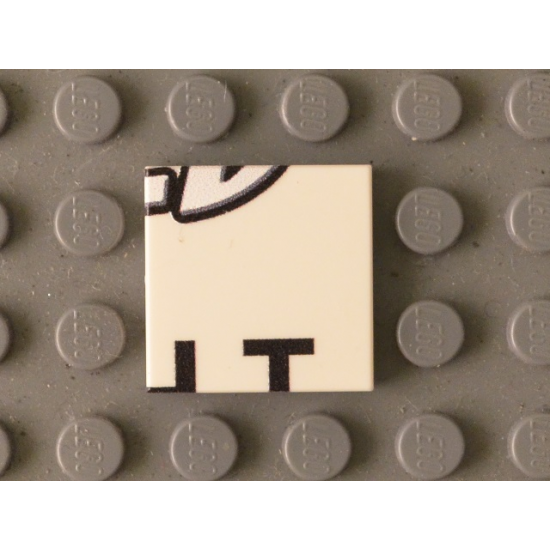 Tile 2 x 2 with Black 'LD' Lower Half and Partial 'HT' Pattern