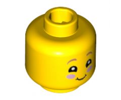 Minifigure, Head Dark Pink Eyebrows, Smile and Pink Cheeks Pattern - Hollow Stud