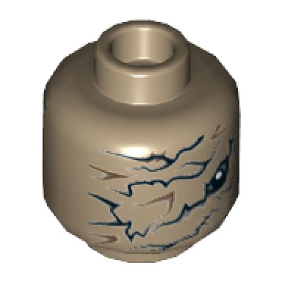 Minifigure, Head Alien One Eye, Scars and Bandage Pattern (SW Unkar's Brute) - Hollow Stud