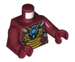 Torso Armor with Gold Plates and Blue Circle (Arc Reactor) Pattern / Dark Red Arms / Dark Red Hands