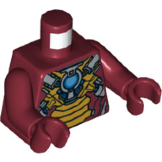 Torso Armor with Gold Plates and Blue Circle (Arc Reactor) Pattern / Dark Red Arms / Dark Red Hands