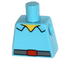 Torso Simpsons Shirt Open Collar with Dark Bluish Gray Belt with Red Buckle Pattern