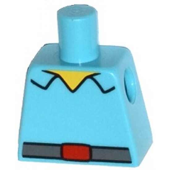 Torso Simpsons Shirt Open Collar with Dark Bluish Gray Belt with Red Buckle Pattern