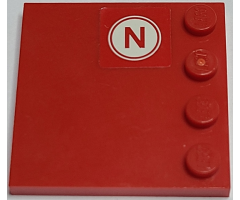 Tile, Modified 4 x 4 with Studs on Edge with Red Letter N on White Circle Pattern (Sticker) - Set 8157