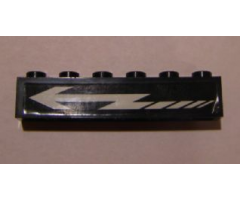 Brick 1 x 6 with White Arrow Pattern Model Left Side (Sticker) - Set 4533