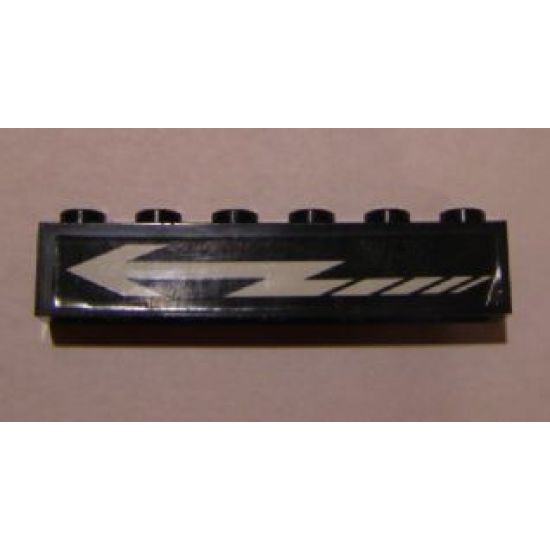 Brick 1 x 6 with White Arrow Pattern Model Left Side (Sticker) - Set 4533