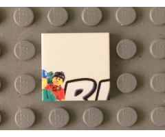 Tile 2 x 2 with Minifigures and Black 'RL' Upper Half Pattern