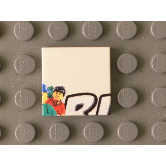 Tile 2 x 2 with Minifigures and Black 'RL' Upper Half Pattern
