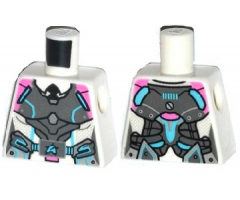 Torso Female Gray, Pink and Medium Azure Body Armor with Ultra Agents Logo over Shirt and Black Tie Pattern