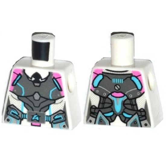 Torso Female Gray, Pink and Medium Azure Body Armor with Ultra Agents Logo over Shirt and Black Tie Pattern