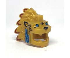 Minifigure, Headgear Head Cover, Costume Aztec Jaguar Warrior with Dark Azure Eyes and Cheeks Pattern