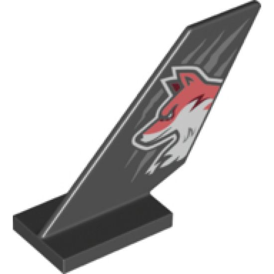 Tail Shuttle with Coral and White Fox Head over Silver Scratches Pattern on Both Sides