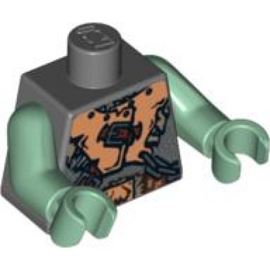 Torso Castle Fantasy Era Armor with Brown Belts and Troll Symbol Buckle Pattern / Sand Green Arms / Sand Green Hands