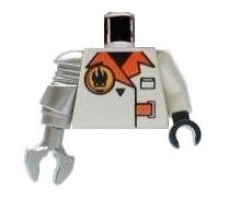 Torso Agents Villain Jacket with Orange Lapels and Buckle Pattern / White Arm and Black Hand Left / Met Silver Mech Arm and Claw Right