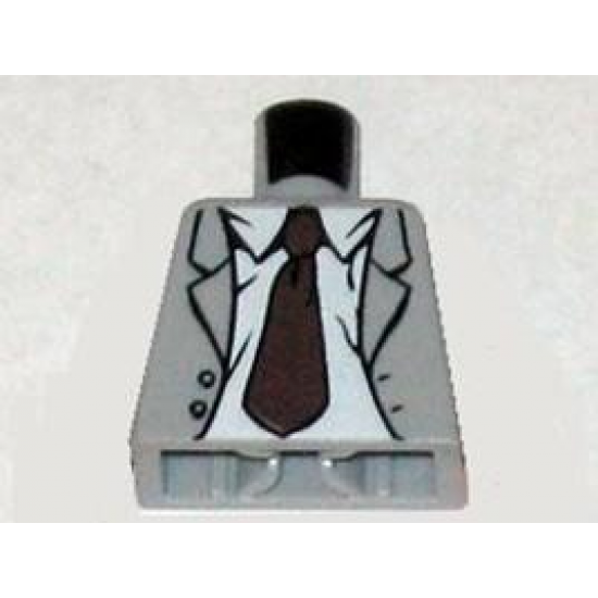 Torso Indiana Jones Open Suit Jacket with Rumpled Shirt and Dark Brown Tie Pattern