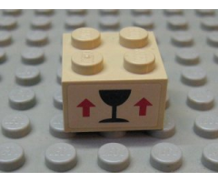 Brick 2 x 2 with Black Wineglass and 2 Red Arrows Up on Tan Background Pattern (Sticker) - Set 7997