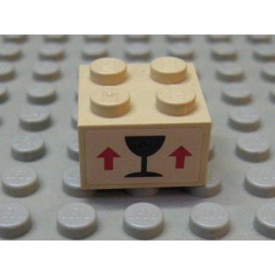 Brick 2 x 2 with Black Wineglass and 2 Red Arrows Up on Tan Background Pattern (Sticker) - Set 7997