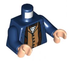 Torso Trench Coat over Dark Brown Suit Jacket and Bow Tie, Dark Tan Vest and White Shirt Pattern / Dark Blue Arms / Light Nougat Hands